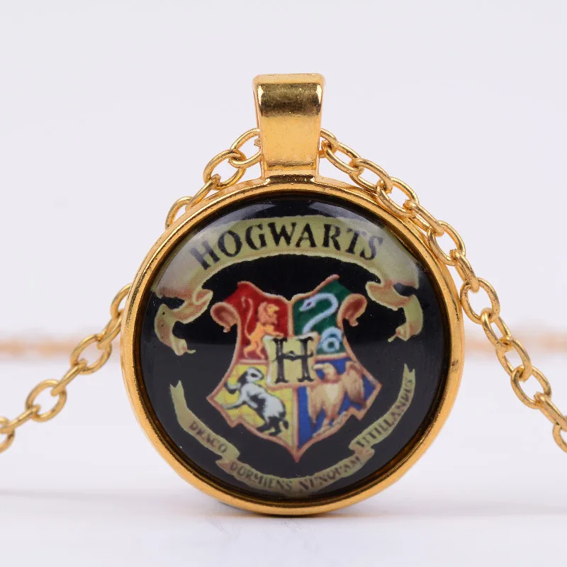 Детские Подарки Гарри Поттер время драгоценный камень сплав ожерелье Европа и Америка винтажное ожерелье - Цвет: Флуоресцентный желтый