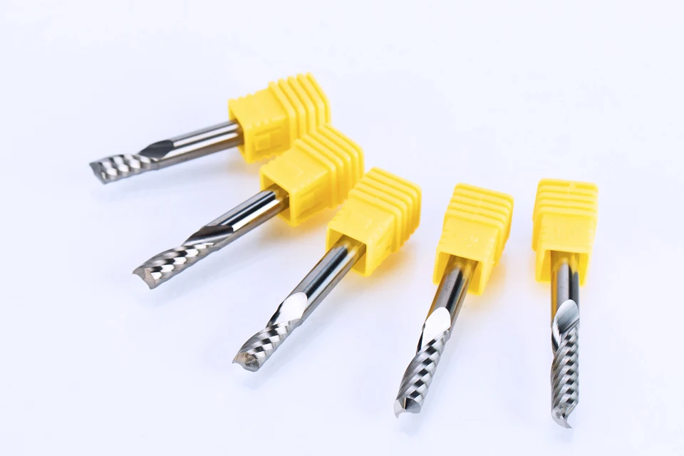 HUHAO 1PC 6mm one Flute Spiral Cutter router bit CNC end mill For MDF carbide milling cutter tugster steel router bits for wood