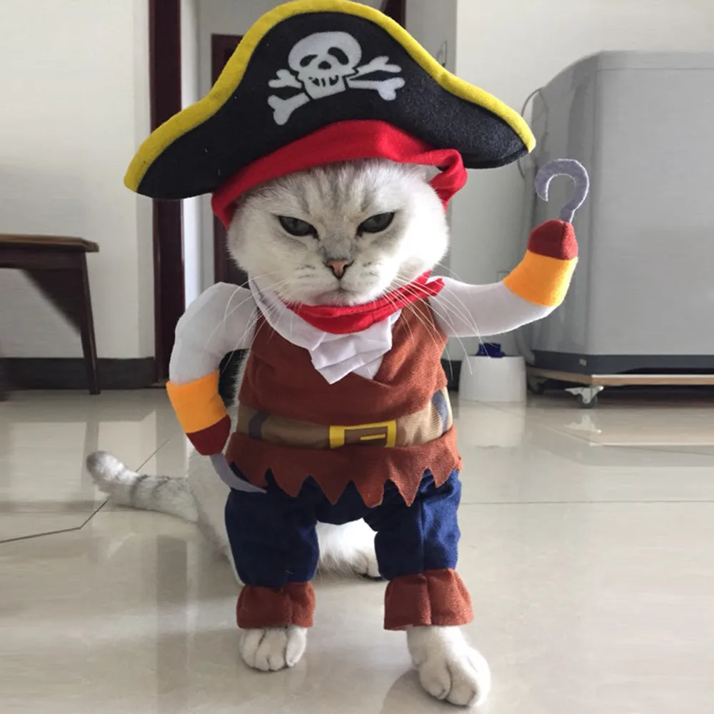 

Pet Clothes Cosplay Pirate Dogs Cat Halloween Cute Costume Clothing Comfort For Small Medium Dog New Arrival 2018