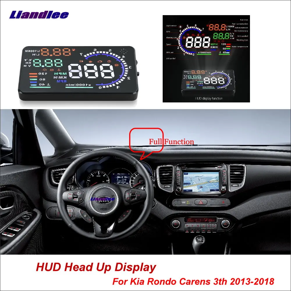 

Liandlee Car HUD Head Up Display For Kia Rondo Carens 3th 2013-2018 Safe Driving Screen Full Function OBD Projector Windshield