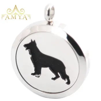 

10pcs Wolf Aromatherapy Essential Oil Surgical Stainless Steel Perfume Diffuser Locket Necklace Pendant Free 20pcs Pads