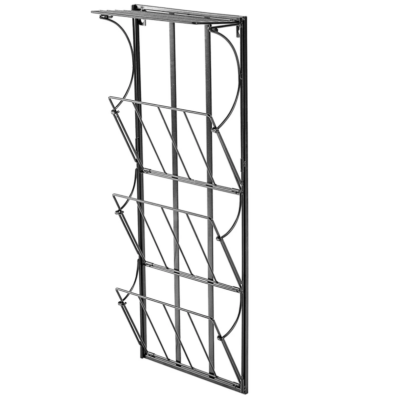 3 уровня металла настенный журнал газета стойки и полки дисплея, черный белый бронза
