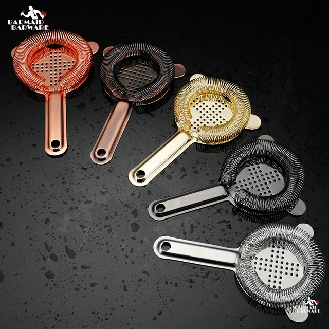 Two Stablising Prongs Professional Cocktail Strainer Superior Large Spring Design 304 Stainless Steel Cocktail Strainer