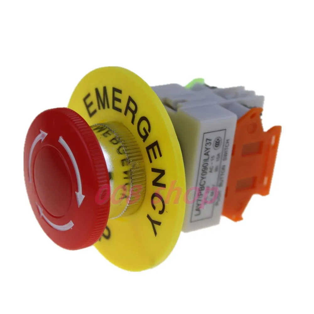 

Red Mushroom Cap 1NO 1NC DPST Emergency Stop Push Button Switch AC 660V 10A