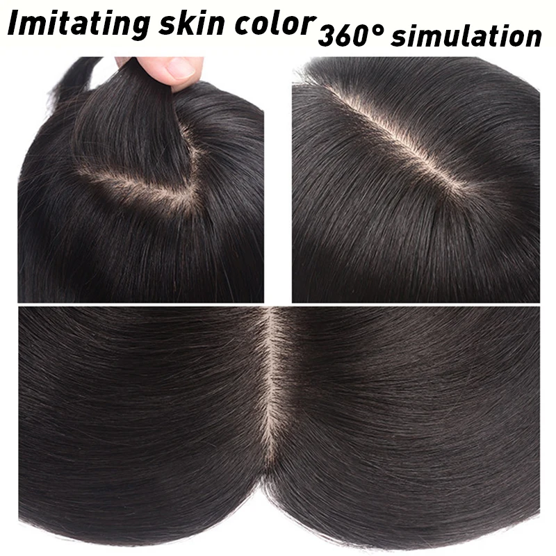 Women/Man Toupee With Bangs Straight Artificial Human Hair Material Hair Hand-made Topper Hairpiece Top Piece Comingbuy