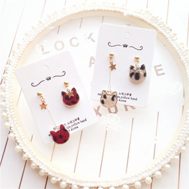

Korea Handmade Anti-allergic Asymmetry Leopard Owl Fall Winter Women Drop Earrings Dangle Earrings Fashion Jewelry-JQD5