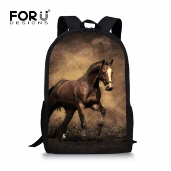 

FORUDESIGNS Children Animal Horse School Bag for Teenager Boys Girls Cool Printing Schoolbag for Kids Fashion Satchel Orthopedic