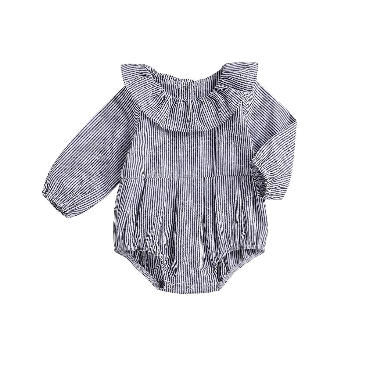 

Newborn Baby Girls Stripe Ruffle Bodysuit Long Sleeve Jumpsuit Sunsuit Outfits Clothes