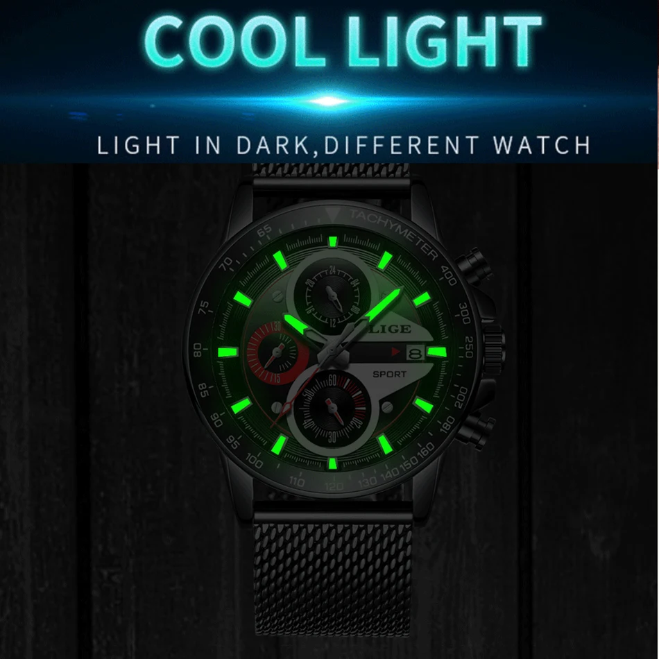 LIGE Mens Watches Top Brand Luxury Casual Quartz Watch Men Fashion Full Steel Waterproof Sport Chronograph Relogio Masculino+Box