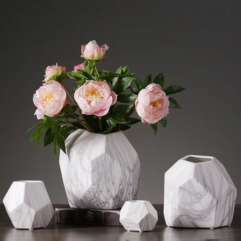 

Marbling ceramic vase furnishing Modern Geometric flower vase home decor crafts tabletop flowerpot vase for wedding decoration
