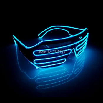 

Fashion Color Blue With DC-3V EL Wire Neon LED Light Up Shutter Glasses Neon glow light For Event Party Decoration