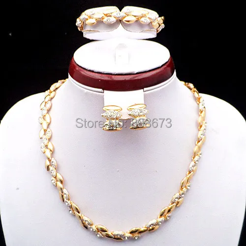 Good Quality!24K Yellow Gold And White Gold Crystal Women Costume
