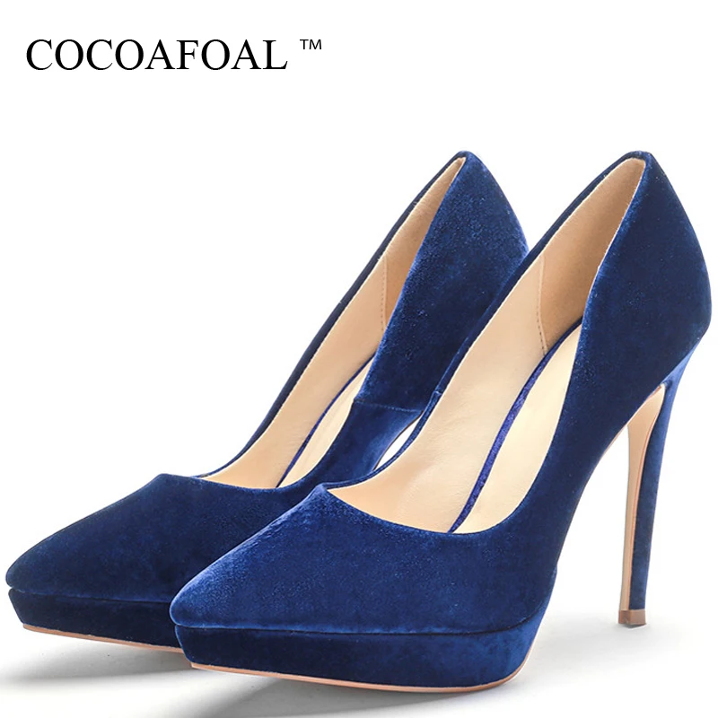 

COCOAFOAL Stiletto Women's Blue Pumps High Heels Shoes Plus Size 43 Wedding Party Woman Shoes Fashion Pointed Toe Sexy Pumps