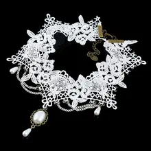 2018 Hot Sexy Gothic Chokers pearl white Lace necklace Choker Necklace Vintage Women bride wholesale Jewelry lace choker necklace set