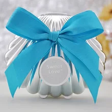 200 шт Морская ракушка Свадебная вечеринка держатель шоколадный подарок коробка для конфет с бантом-бабочкой wa4134