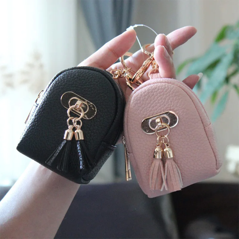 DUDINI Short Mini Women PU Leather Coin Purse Bag Korean Simple Tassel