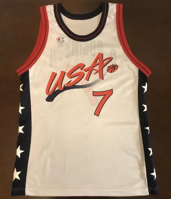 

Rare Vintage Team USA Dream Team David Robinson White Basketball Jersey Embroidery Stitches Customize any size and name