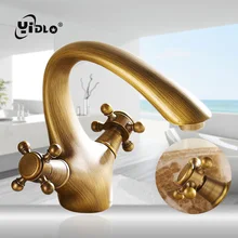 YiDLon water mixer tap basin sink faucet bathroom sink tap mixer bathroom faucet antique brass faucet toilet basin mixer C24 rose gold plated style brass fauct water tap art short bathroom wash basin faucet mixer antique copper toilet sink basin faucet