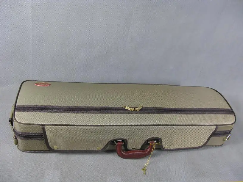 

1pcs Substantial wooden olive violin case 4/4 with 4 bow holders