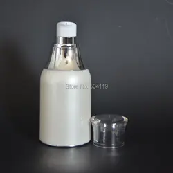 50 мл белый безвоздушного вакуумный насос бутылочка для лосьона используется для косметический контейнер, пластик PETG безвоздушного бутылки