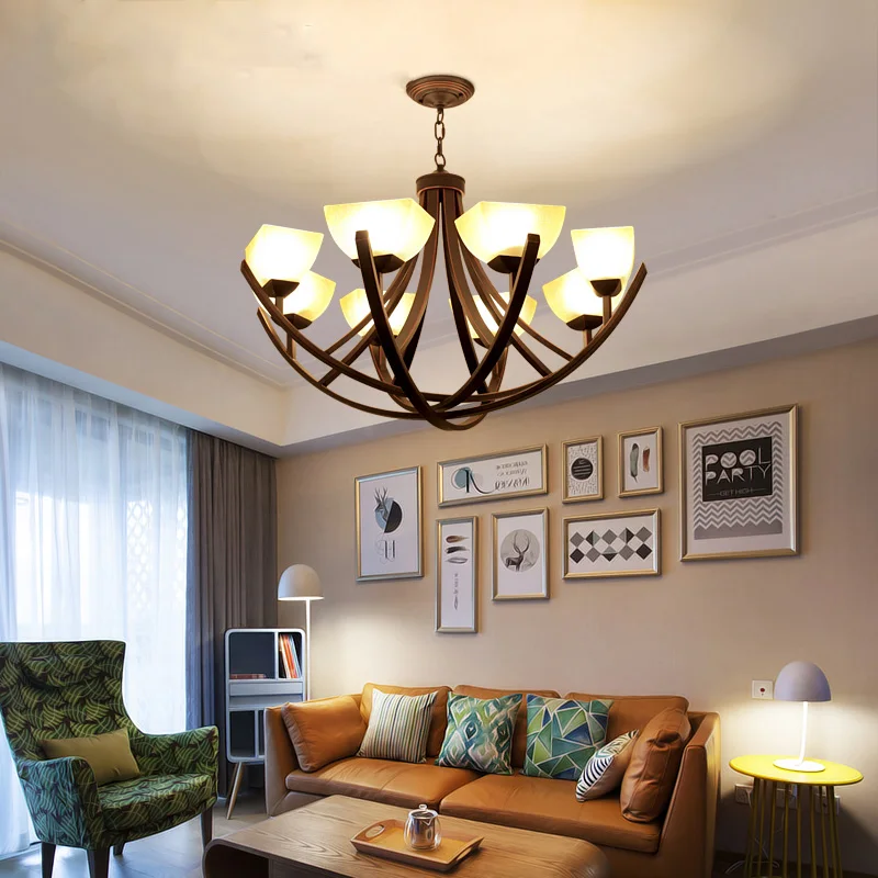 American Style Chandelier E27 Led Lights Country Living Room Lamp American Style Chandelier E27 Led