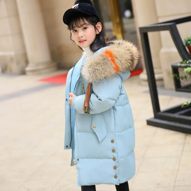 2018 Girls Winter Warm Thick Cotton-Padded Fur Collar Down Long Jacket Kid Winter Child School Keep Warm Snow Hooded Clothes 2018 Girls Winter Warm Thick Cotton-Padded Fur Collar Down Long Jacket Kid Winter Child School Keep Warm Snow Hooded Clothes