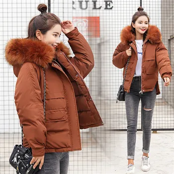 

Casual Autumn Winter Jacket Coat 2018 Thick Warm Women Parka Female Plus Size Hoodies Fur Collar Coat Outwea