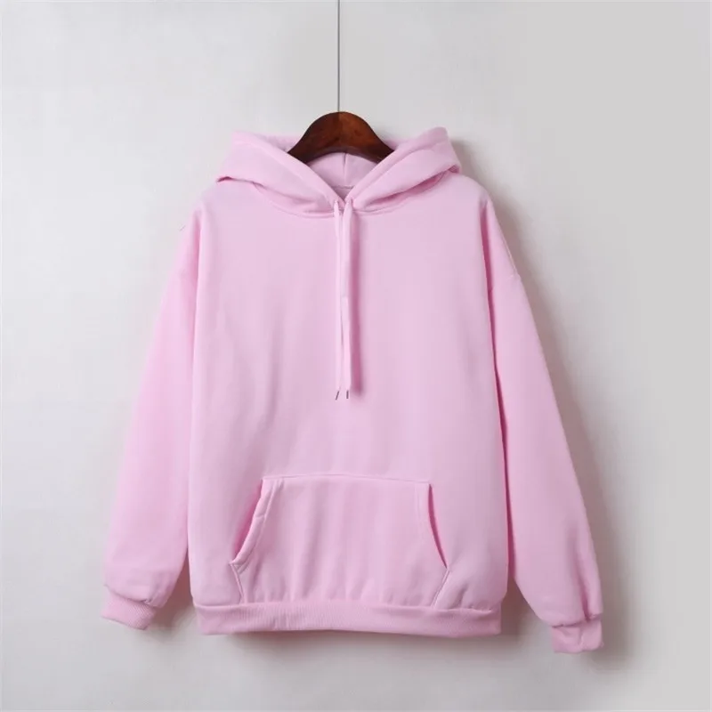 

Hiawatha Harajuku Style Hooded Sweatshirt Women Fashion Fleece Solid Color Hoodies Korean Loose Sweatshirts HO093