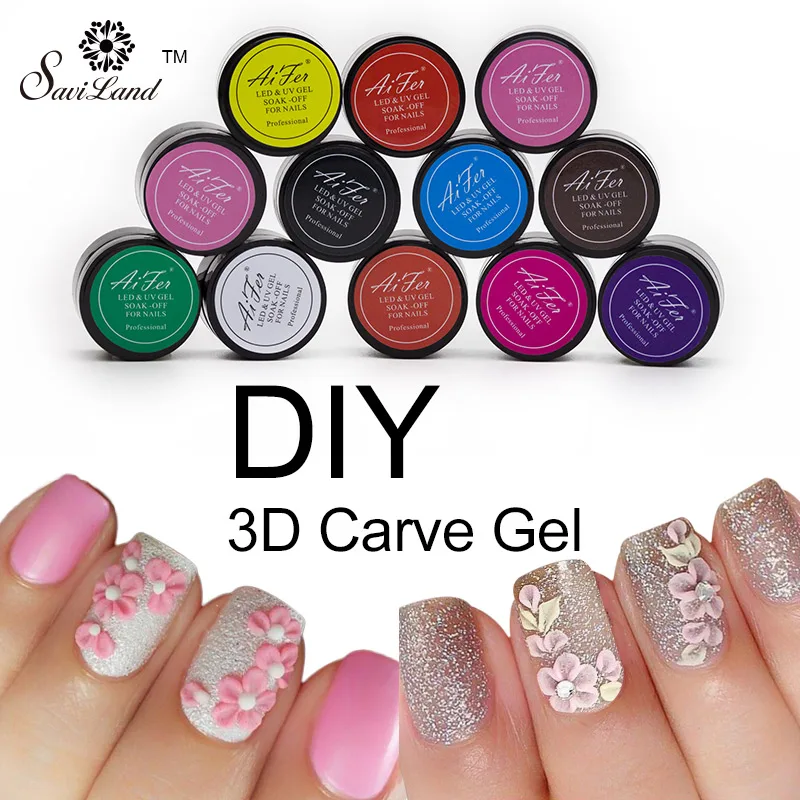 Por 3d Rhinestone Nail Art Aliexpress 12 Colour Bio Gel Nail Art Glue 3d Sculpture Carved Glitter Painting Soak Off Uv Acrylic Modelling Manicure Decor From Reliable