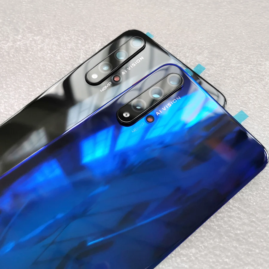 100% оригинальное стекло для Huawei Honor 20 корпус аккумулятора + камеры задняя крышка