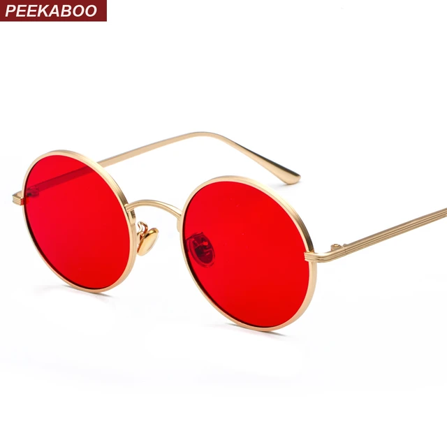 Peekaboo-gafas de sol con montura de metal redonda para hombre y de sol unisex de color rojo, amarillo, rosa y negro, estilo retro de verano, 2018 _ - AliExpress Mobile