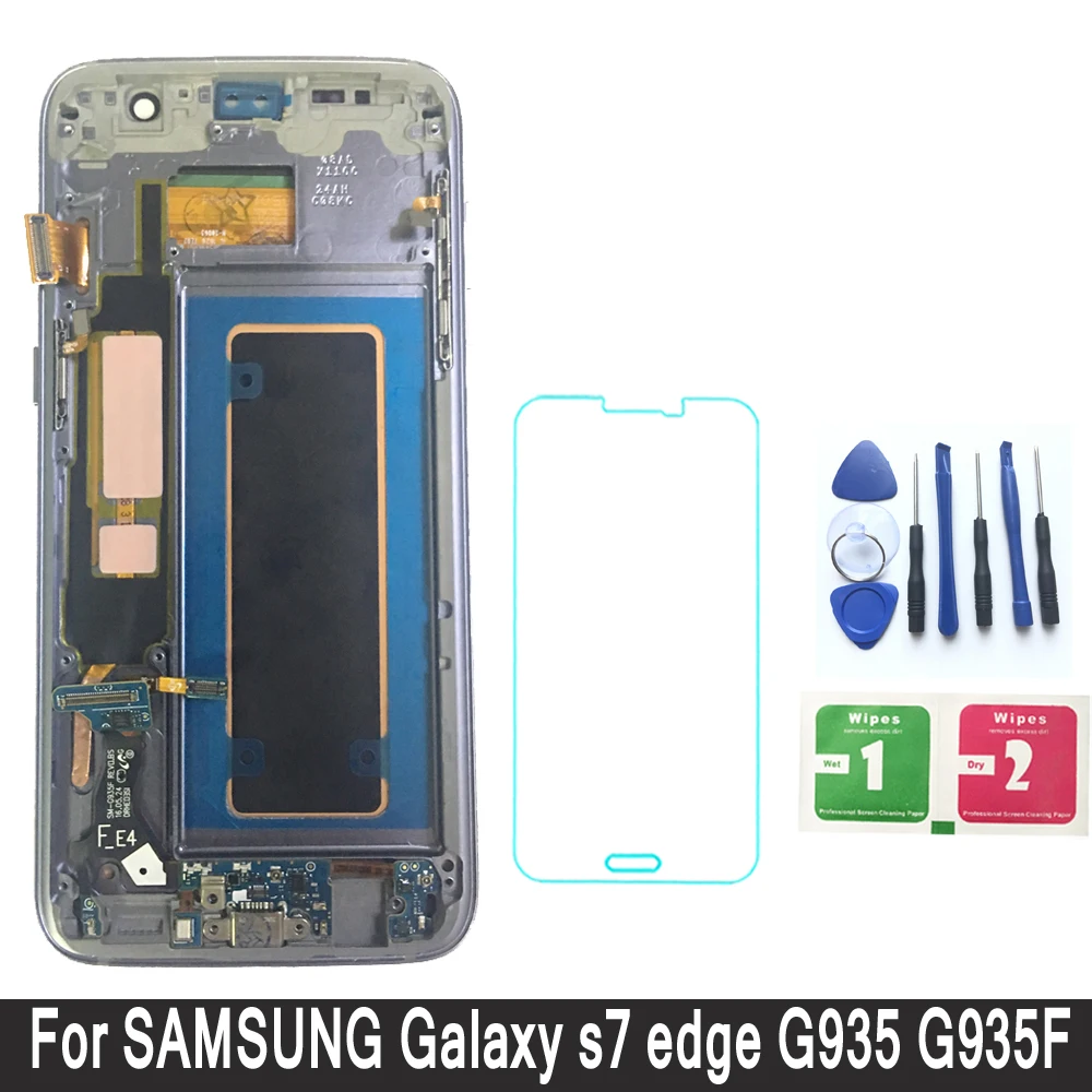 

SUPER AMOLED For SAMSUNG Galaxy s7 edge G935 G935F LCD Display Digitizer Touch Screen Replacement With Frame