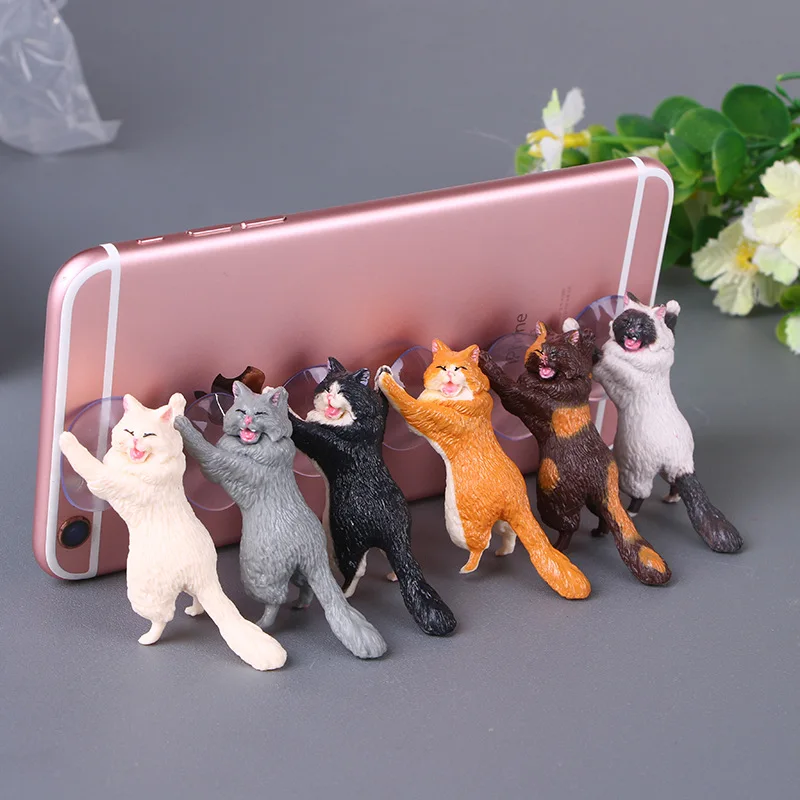 Креативный держатель для мобильного телефона из смолы с кошечкой/поросенком, подставка для телефона с присоской, тонкий подарочный набор для котенка