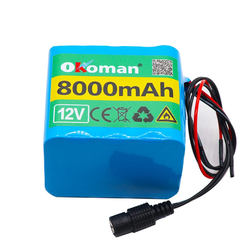 Okoman аккумулятор большой емкости 12 V 8000 mAh 18650 литий-ионная аккумуляторная батарея 8Ah DC12.6V и зарядное устройство