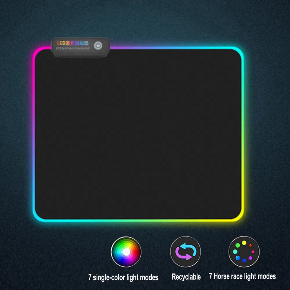 Большой игровой коврик для мыши Besegad 300x250 мм с RGB светодиодный проводной цветной USB