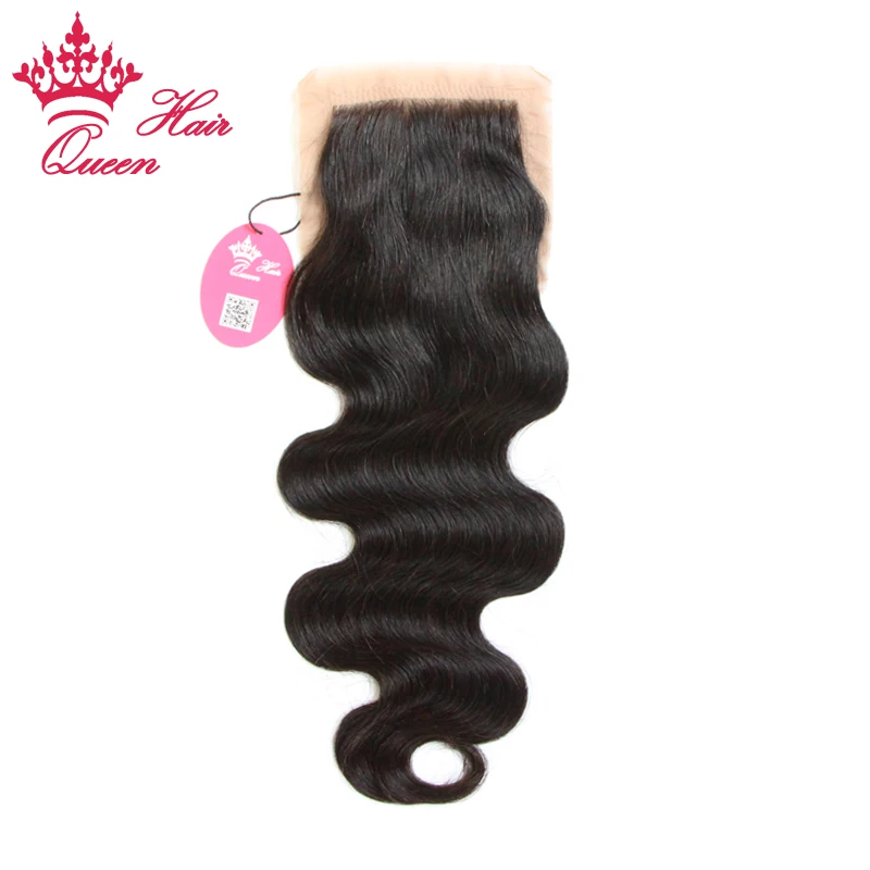 

Queen Hair Products Silk Base Closure Brazilian Hair Body Wave 100% Virgin Human Hair No Shedding No Tangle With DHL Free