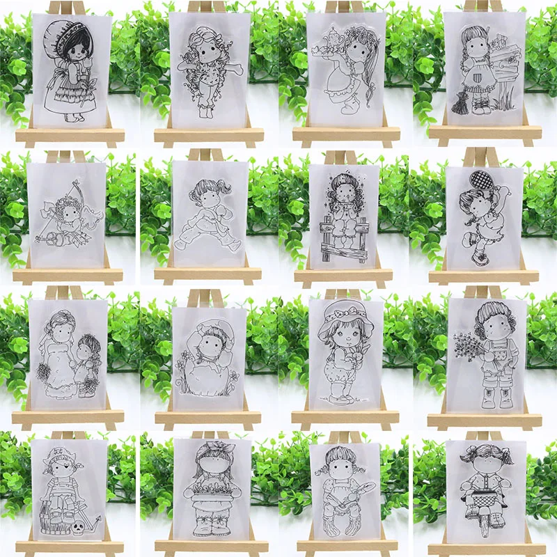 

Various cute girls Transparent Clear Silicone Stamp/Seal for DIY scrapbooking/photo album Decorative clear stamp sheets 12