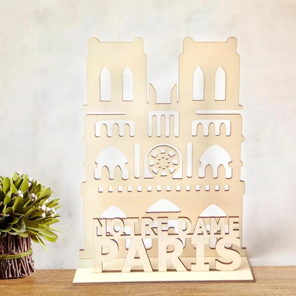 

Wooden Notre Dame Model Desktop Adornment DIY 3D Home Decoration Craft Ornament Home Desktop Office Decor Gift Supplies
