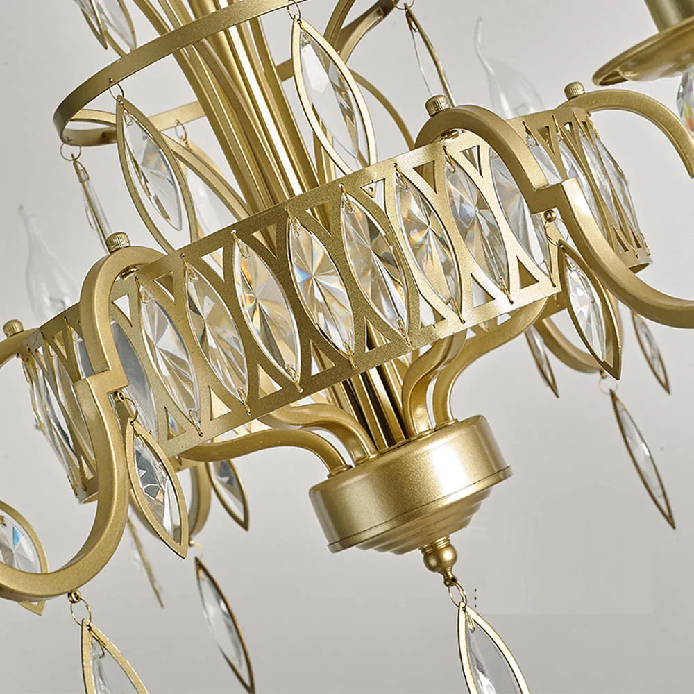 Красивый дизайн Золотая хрустальная люстра освещение AC110V 220V lustre kroonluchter светодиодный светильники для фойе спальня лампа
