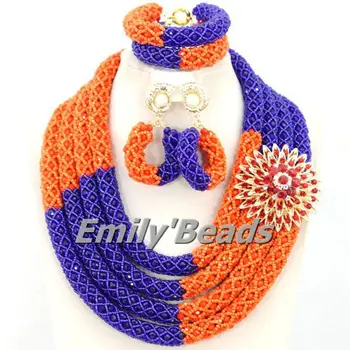

2015 Fashionable Nigerian Wedding African Beads Jewelry Set Handmade Crystal Beads Necklace Jewelry Set Free Shipping AMJ060