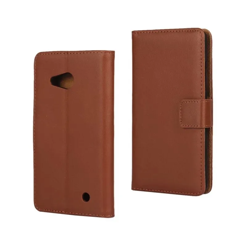 Черный высококачественный чехол-бумажник из натуральной кожи для microsoft Lumia 550 в виде книжки и держателя для карт - Цвет: Коричневый