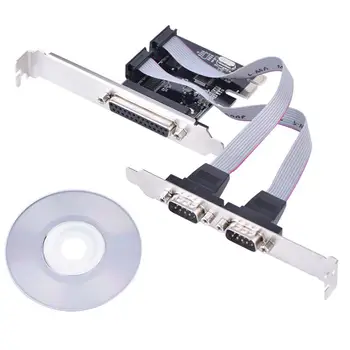 

PCI-E to 2 DB9 RS232 Serial Ports + 1 DB25 Parallel LPT Port Adapter Card for Desktops Add On Cards