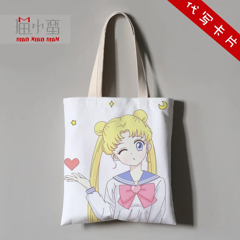 Sailor Moon COS Usagi Tsukino Холщовая Сумка через плечо с милым котом Luna сумочка подарок для