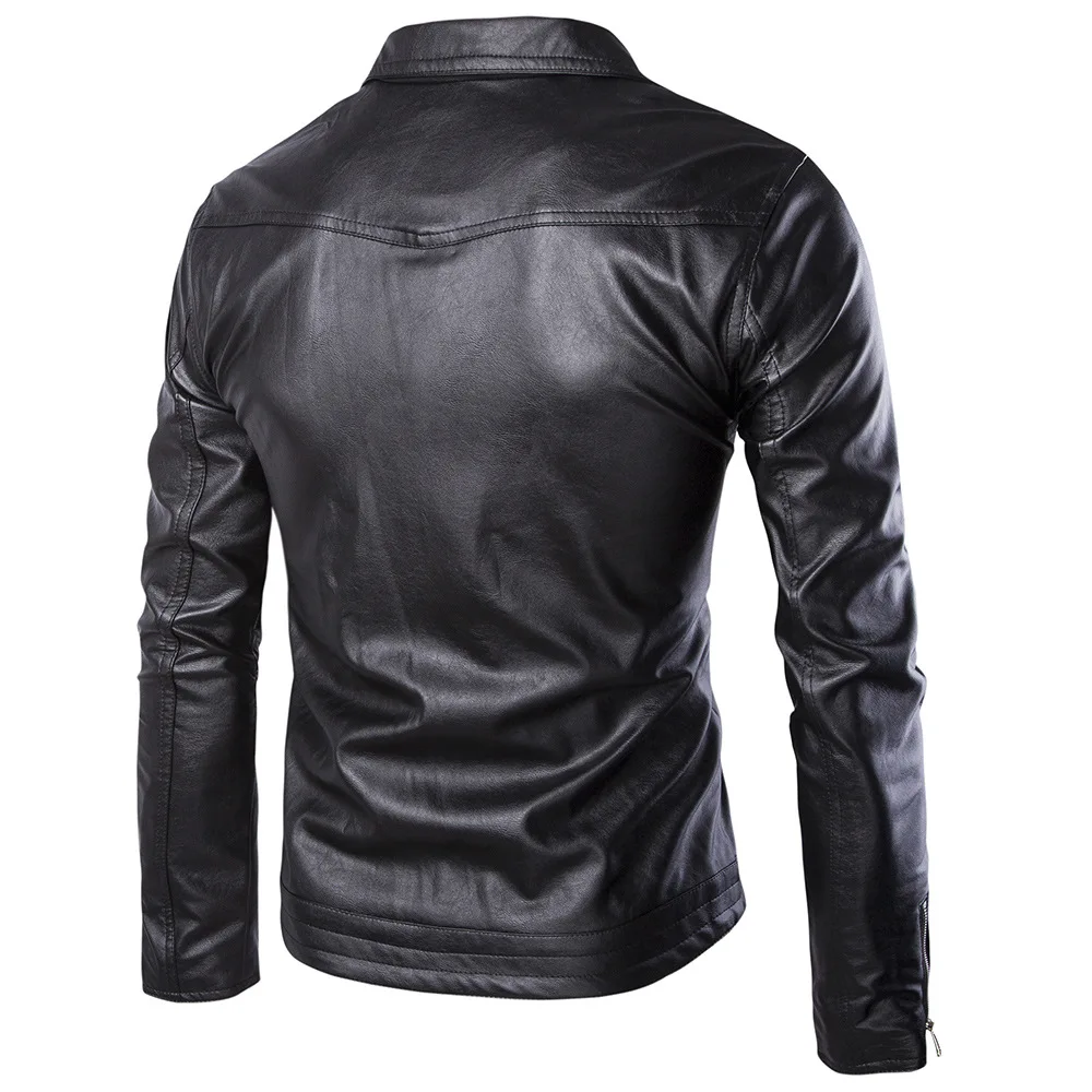 Кожаная мужская мотоциклетная куртка, новинка, jaqueta de couro masculina motoqueiro casaco, мужская кожаная куртка-бомбер