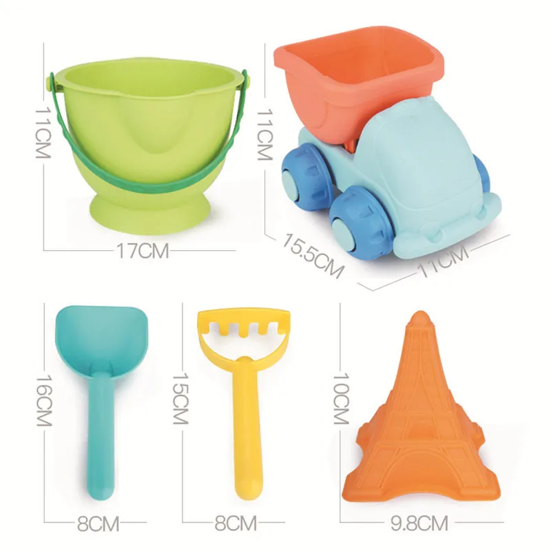 5 шт пляжные игрушки набор для детей ясельного возраста детские игрушки для песка для девочек мальчиков мягкий грузовик ведро/лейка/лопаты грабли/песчаные формы