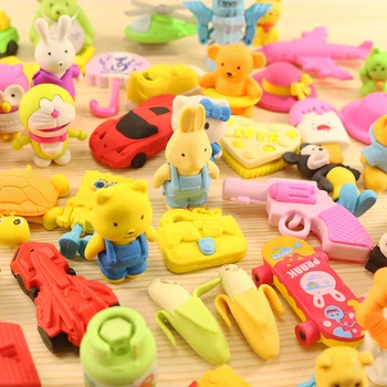 

3pcs/lot 24 design Cute Cartoon animal rubber eraser kawaii stationery school supplies papelaria gift toy for kids penil eraser