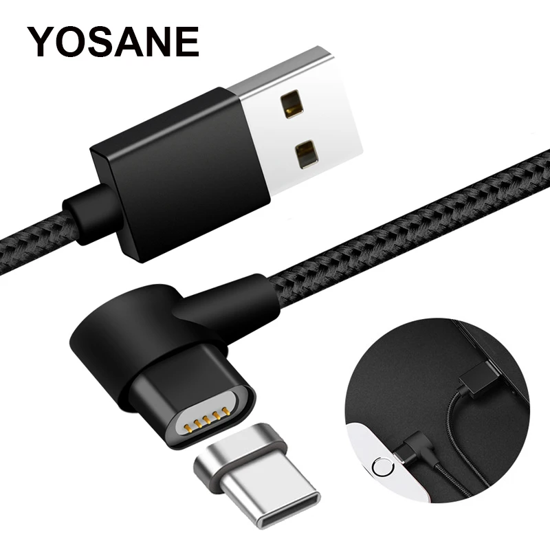 

1M 90 Degree Magnetic Cable Type C USB C Type-C Fast Data Charging Cable Magnet Charger Mobile Phone cables For Samsung oneplus
