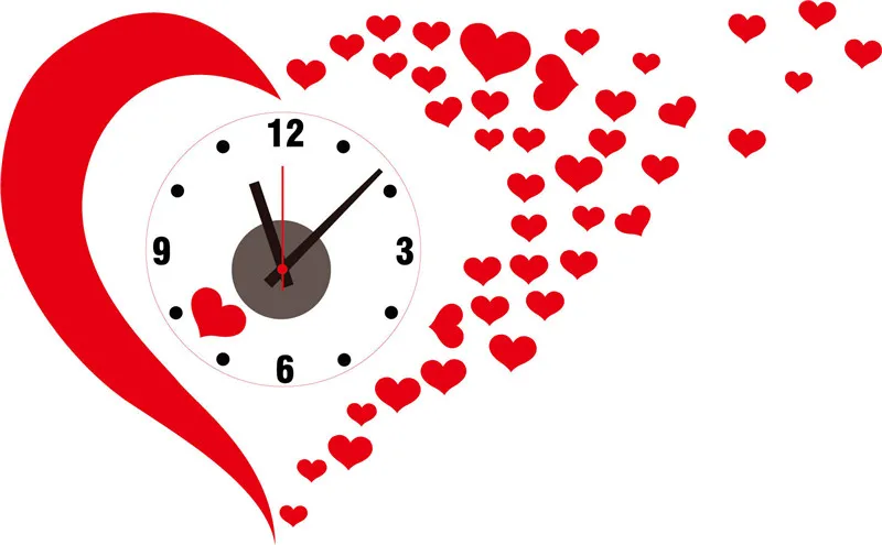 

3D Home Decoration Wall Clock Hearts Big Wall Clock Sticker Modern Style Large Size Wall Clocks for Bedroom DIY Wall Sticker