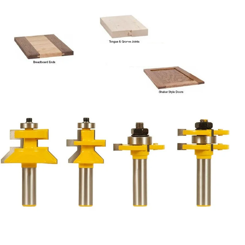 4 шт. двойной язык паз суставов маршрутизатор Набор бит 1/2-дюймовый хвостовик врезной Ножи Деревообработка доска головоломки резак