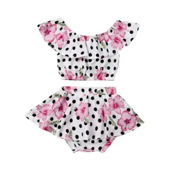 

Kids Girl Clothes Flower Dot Tops Crop Tutu Shorts Outfits